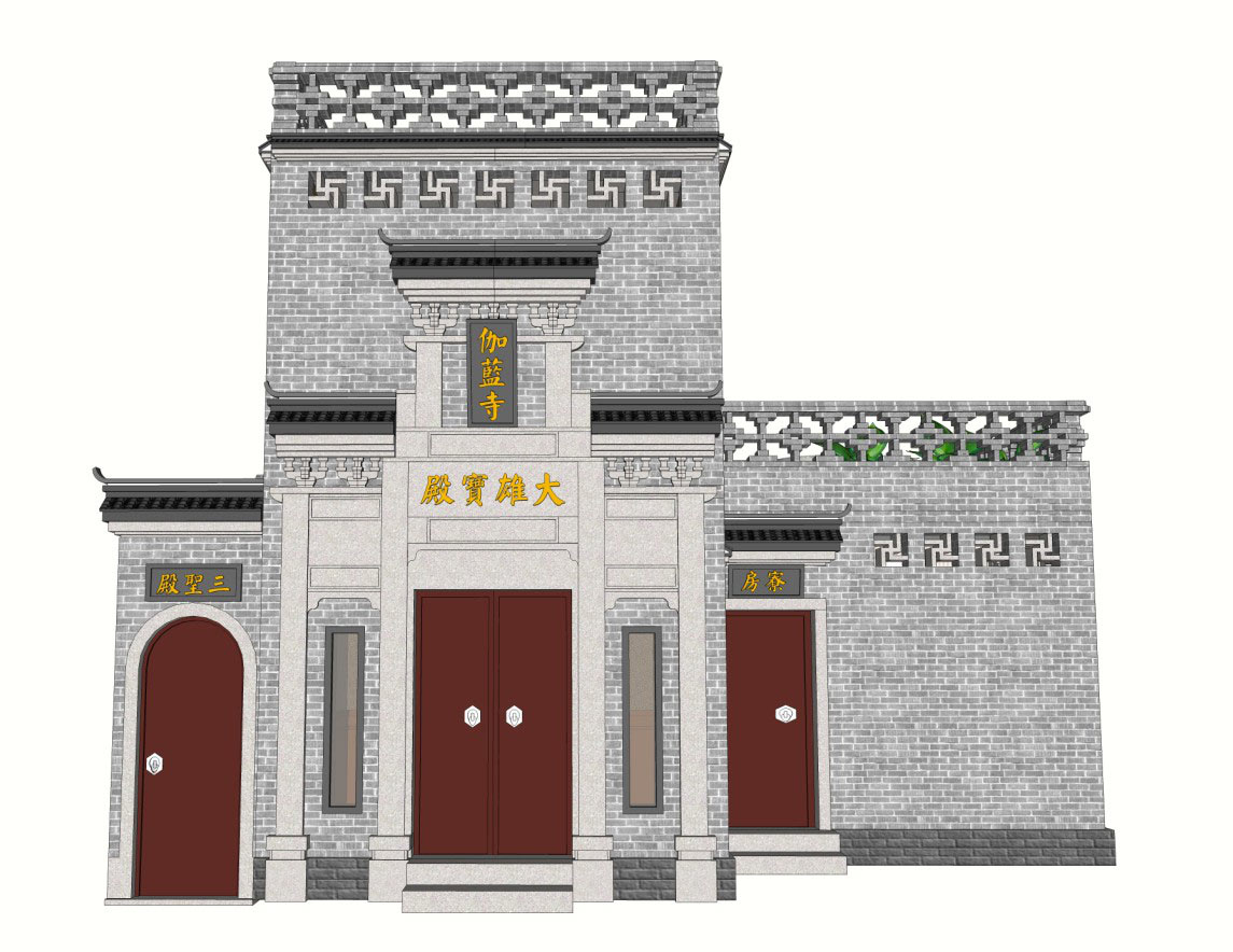 Design of single building of Jialan temple in Wuxue Hubei Province(图6)